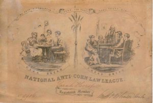 Membership certificate for the Anti Corn Law League.