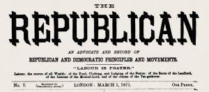 Masthead from the front page of The Republican newspaper, which named Frederic Riddle in issues of 1871