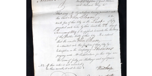 Image of handwritten document admitting John Cleave as a freeman of the City of London