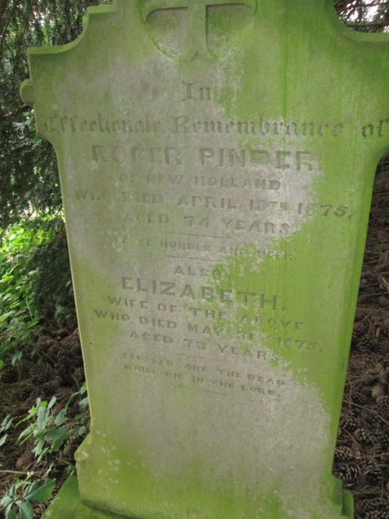 Gravestone of Roger Pinder and Elizabeth Pinder